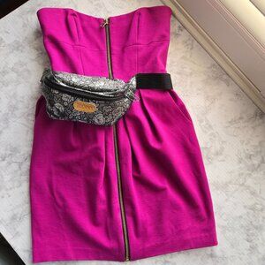 Cynthia Steffe Strapless Dress With Front Zipper Pleated Waist Size 2  Fuchsia
